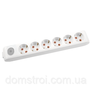Колодка 6 гнізд із заземленням із кнопкою VIKO Multi-let, фото 1
