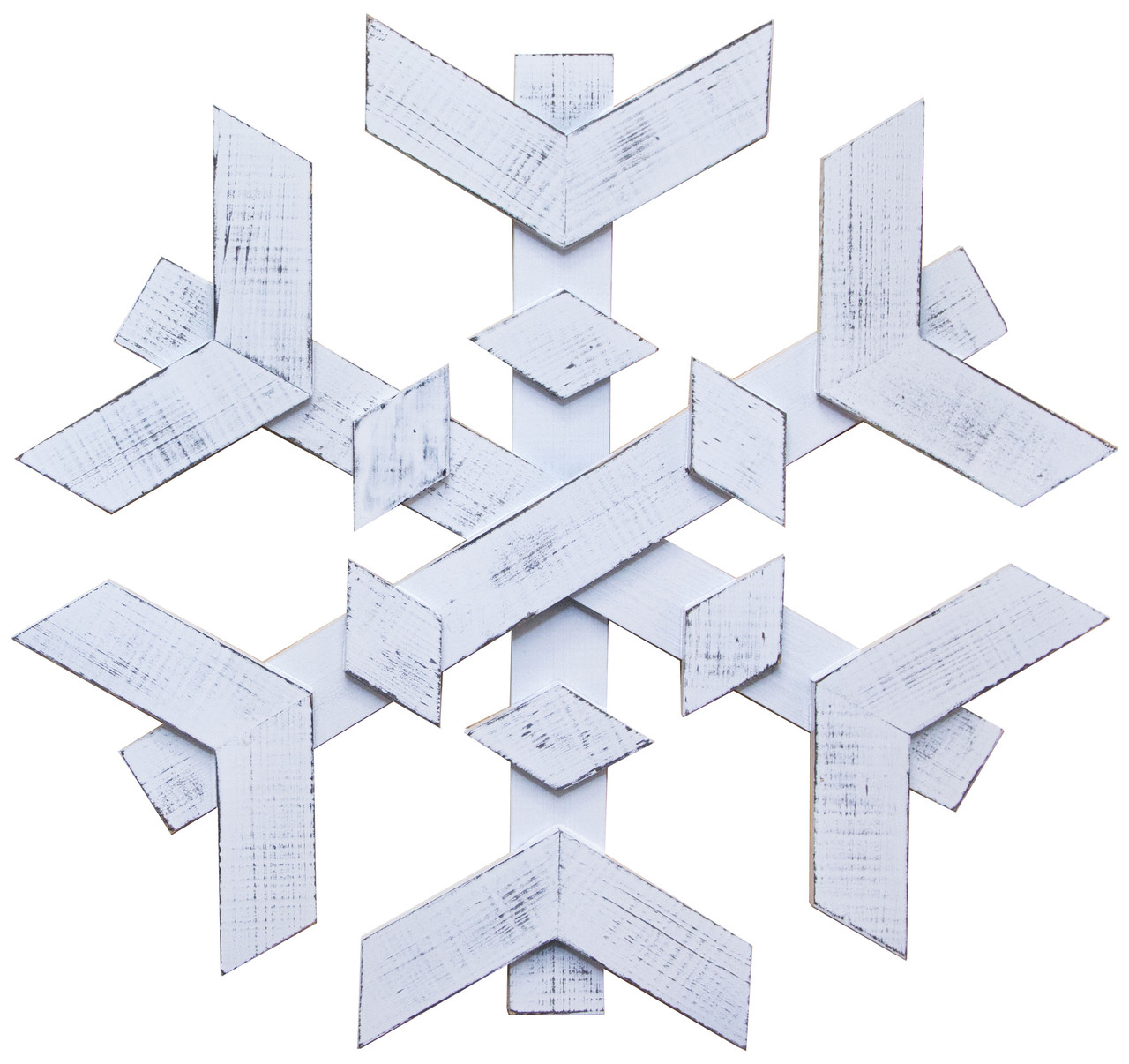 Декор ДРЕВОДЕЛЯ Снежинка на дверь 53х53х3,5см Біла патина (080601)