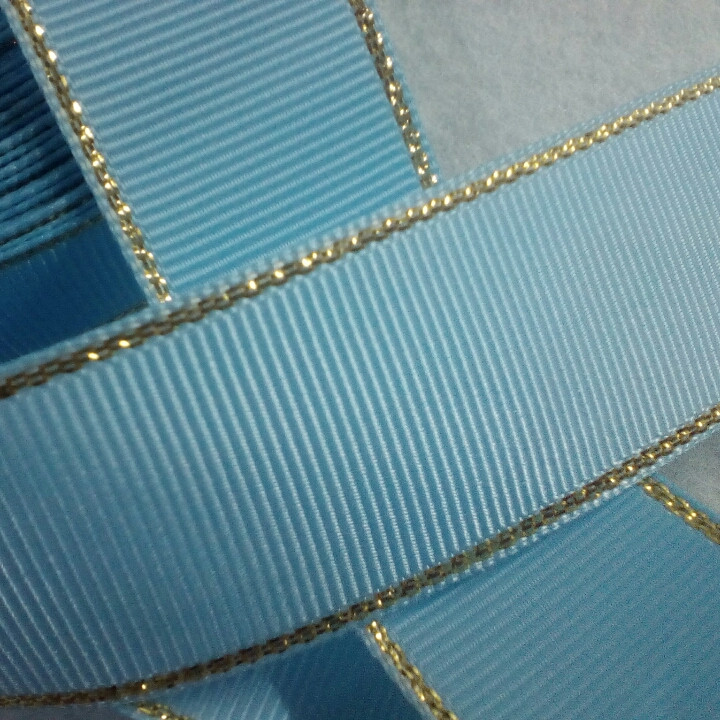 Лента репсовая с люрексом, 2,5 см, голубая - фото 1 - id-p631580837