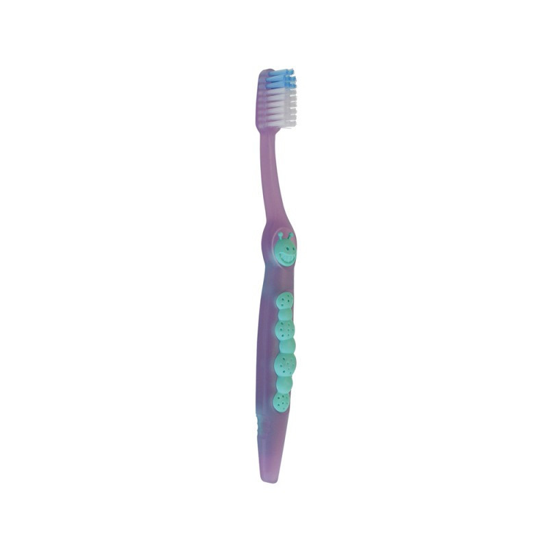 Дитяча зубна щітка "Гузениця", Pierrot Gusy toothbrush, від 2 до 8 років, м'яка (soft), фіолетова, Ref.96