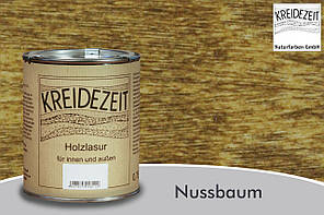 Натуральна лазур для дерева кольорова Kreidezeit Holzlasur außen / Nussbaum / колір волоський горіх 0,75 l 