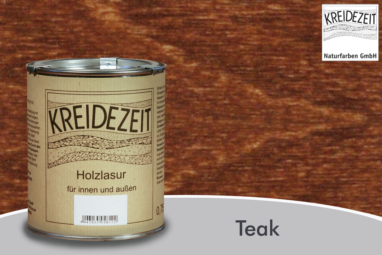 Натуральна лазур для дерева кольорова Kreidezeit Holzlasur außen / Teak / колір тик 0,75 l 