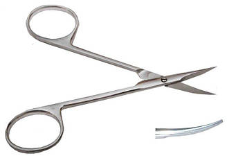 Ножиці очні гострі вертикально вигнуті 113 мм