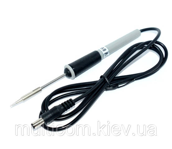 13-02-272. Паяльник 8W, 12V з пластиковою ручкою, зі штекером 5,5*2,5мм, ZD-20А, фото 1