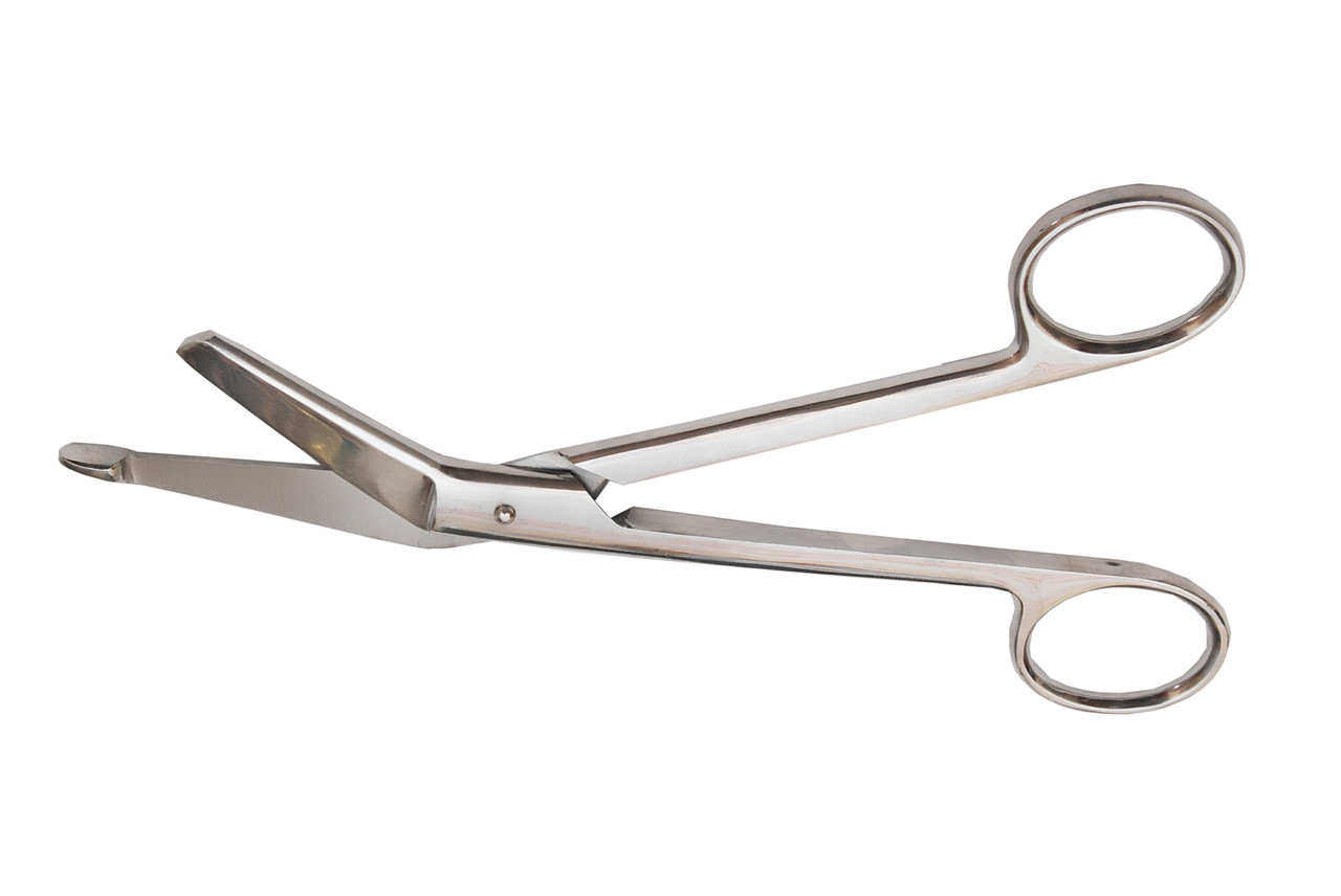 Ножиці для розрізання пов'язок з ґудзиком горизонтально зігнуті по Lister. Довжина 11 см, фото 1