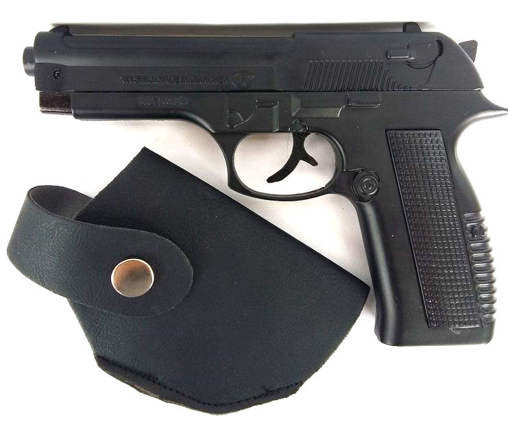 Запальничка у вигляді пістолета BERETTA 608 чорний в кобурі метал+пластик SKU0000908