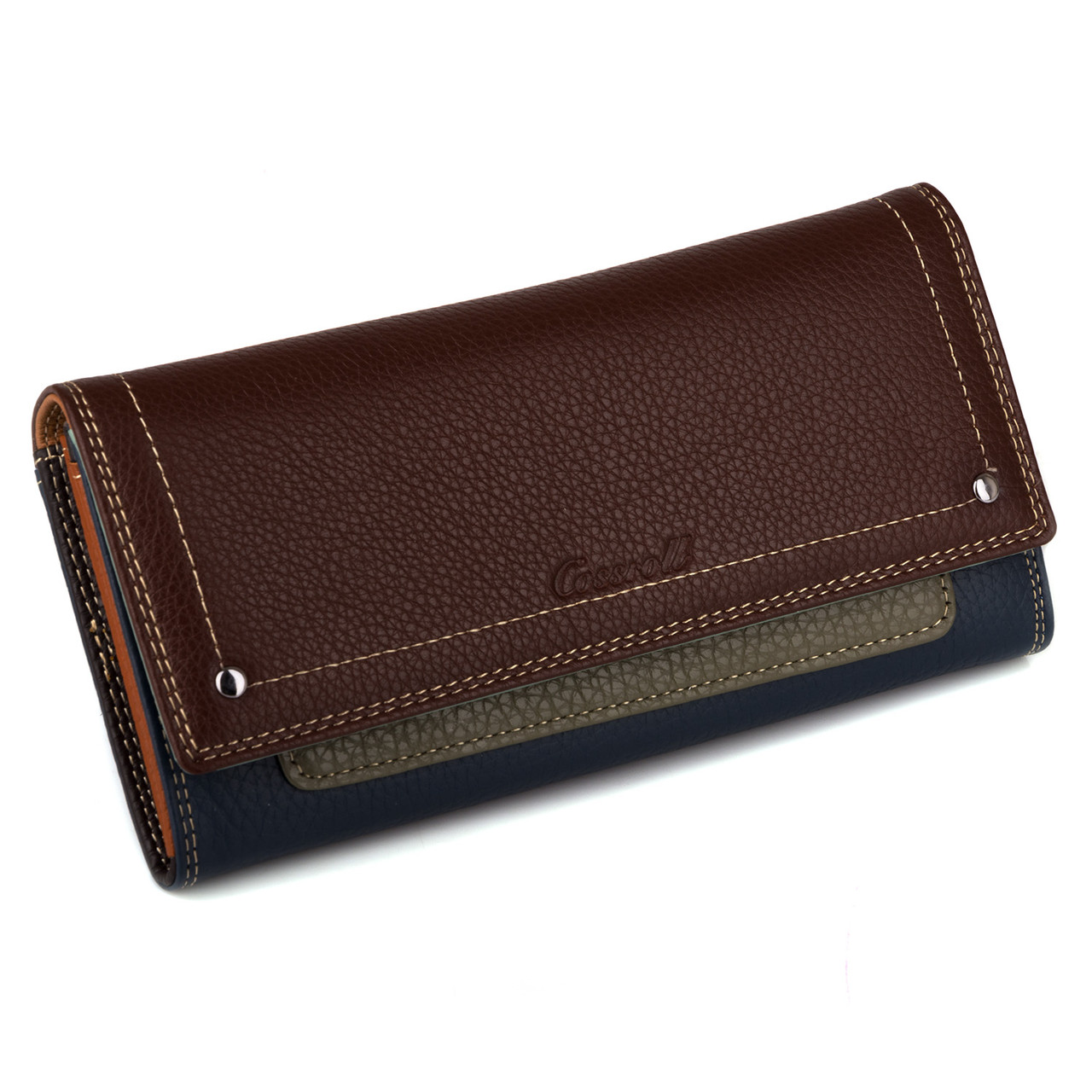 Жіночий шкіряний оригінальний гаманець Cossroll (кава), фото 1