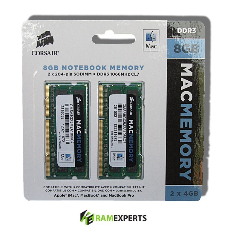 Пам'ять для ноутбука CORSAIR 8GB DDR3 SO-DIMM 1066Mhz Apple MacBook, MacBook Pro&iMac