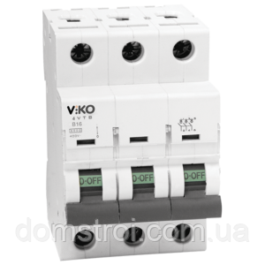 Автомат VIKO 3С (триполюсний) 6 А 4,5КА 230/400V Тип С, фото 1