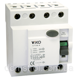 ПЗВ VIKO 4P (чотирьохполюсне) 16 А 30МА 230V, фото 1
