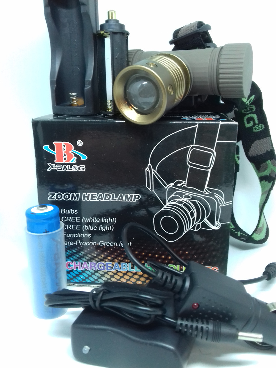 Налобний ліхтар акумуляторний Bailong BL-6855 на акумуляторі типу 18650