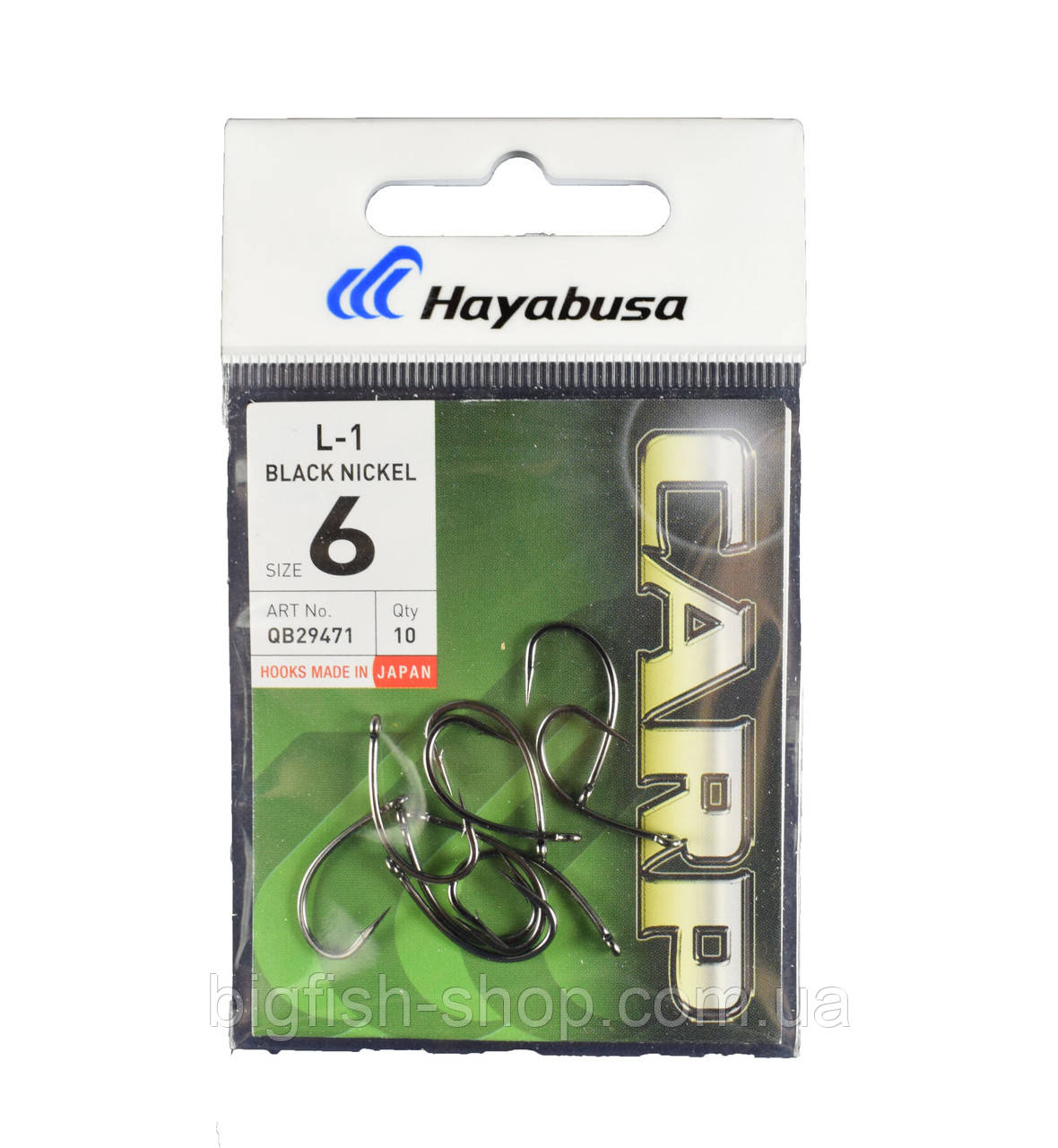 Гачки коропові Hayabusa L-1 No6 (black nickel)