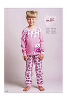 Теплая байковая зимняя детская пижама для девочки розового цвета с рисунком совят. ТМ Ellen -GNP 014-001