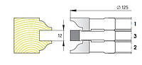 Комплект фрез 125х32 для изготовления дверной обвязки из 3 фрез