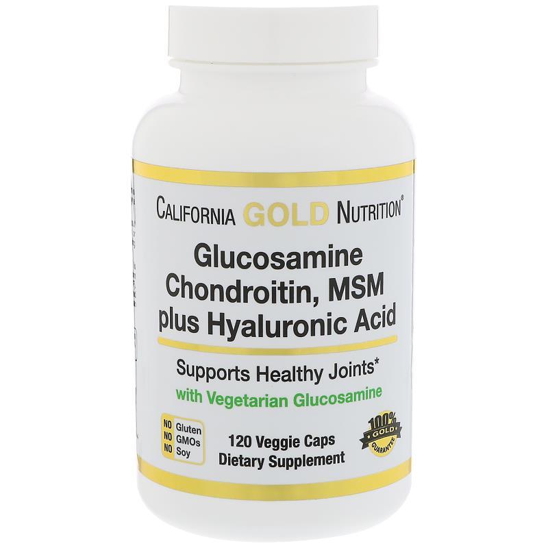 California Gold Nutrition, Глюкозамін хондроїтин, МСМ, гіалуронова кислота, 120 капсул