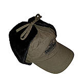Шапка вушанка зимова тепла з козирком та підкладкою з бавовни Golden Catch 56—62, Хакі, фото 6