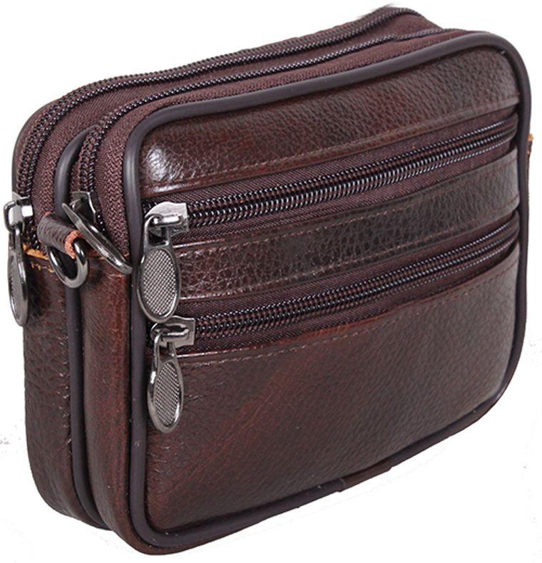Сумочка на пояс кожаная BON-9947 BROWN коричневая
