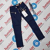 Подростковые котоновые брюки для девочек синего цвета оптом GRACE