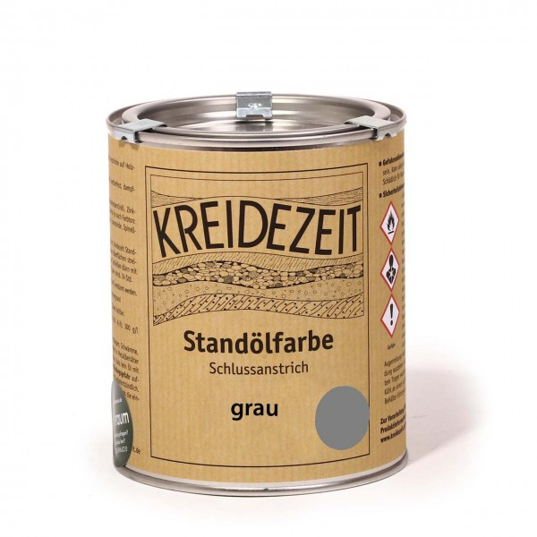 Стандолевая масляная краска жирная, верхний слой / Standölfarbe grau, серая 0,75 l - фото 1 - id-p632270954