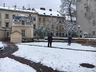 Деревянные киоски во Львове возле Дворца Потоцких 9