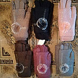 Коричневі! Жіночі рукавиці — рукавички з хутром кролика 2 в 1 коричневий колір, фото 2