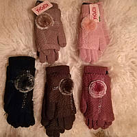 Коричневые! Женские рукавицы - перчатки с мехом кролика 2 в 1 коричневый цвет