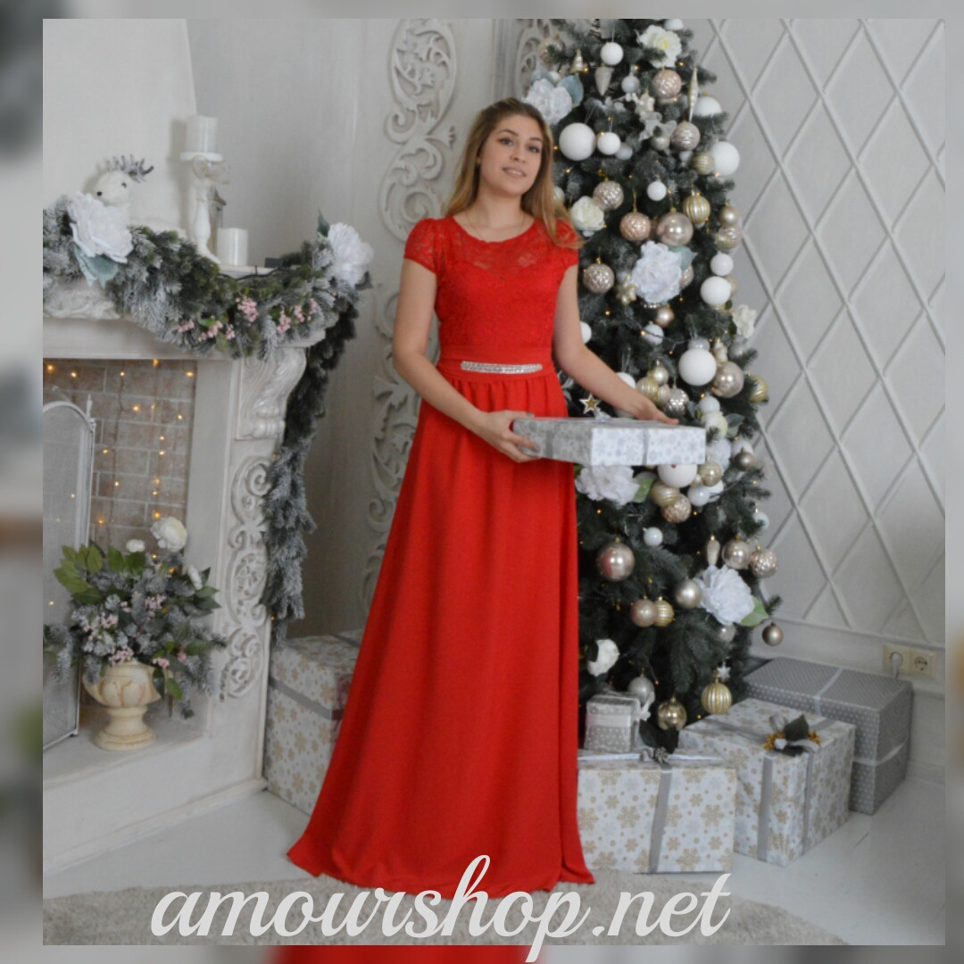 Червоне довге вечірнє плаття, фото 1