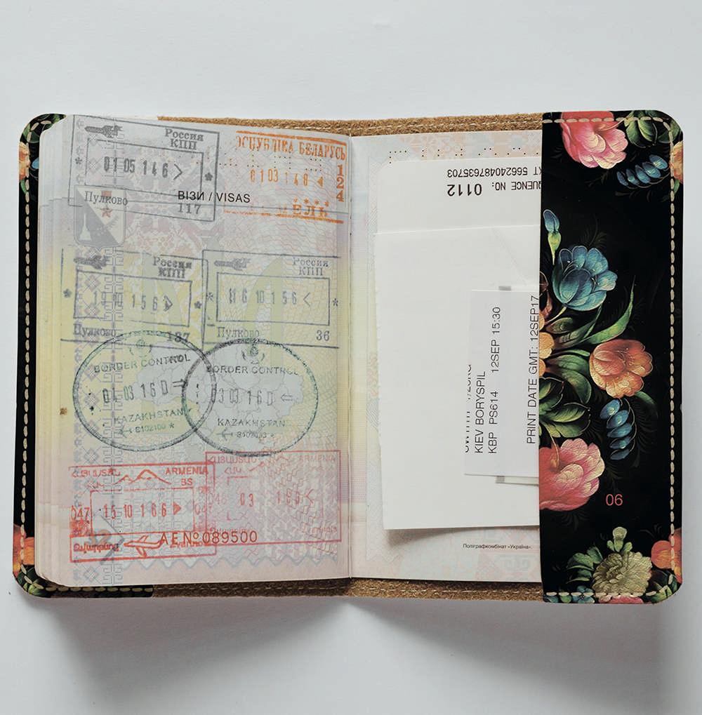 Обложка на паспорт 1.0 Fisher Gifts 06 Петриковский роспись- 2 (эко-кожа) - фото 4 - id-p576235033