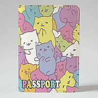 Обложка на паспорт 1.0 Fisher Gifts 194 Цветные котики фон (эко-кожа)