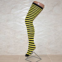 Молодежные женские гетры выше колена в черно-желтую полоску, для танцев.