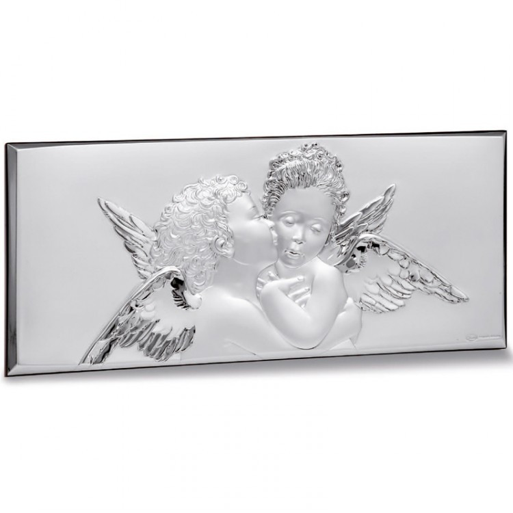 Декоративное панно серебрянное, Италия,эксклюзивный дизайн «Ангелы», Linea Argenti, 7,5х17,3 см. - фото 1 - id-p50863227