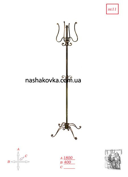 Вішалка кована вертикальна, фото 1