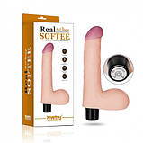 Реалістичний вібратор — Reel Softee Vibrator with balls Flesh 8,0", фото 2