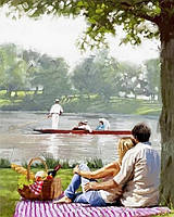 Картина за номерами Турбо Пікнік на березі річки худ. МакНейл Річард (VP770) 40 х 50 см