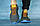 Чоловічі шкіряні кросівки Reebok (синій\рудий), ТОП-репліка, фото 3