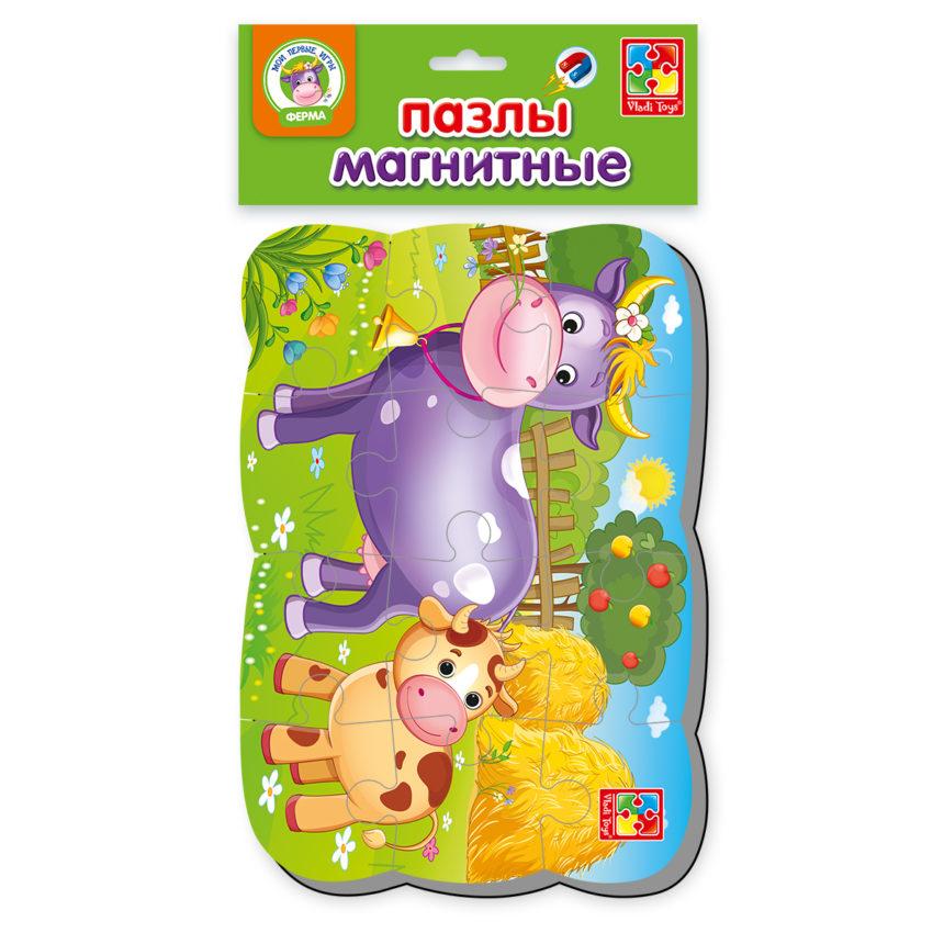 Пазли на магніті Vladi Toys А5 Корова та теля 12 елементів (VT3205-55)