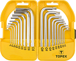 Ключі шестигранні і Torx, короткі, набір 18 шт, TOPEX