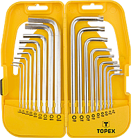 Ключі шестигранні і Torx, довгі, набір 18 шт, TOPEX