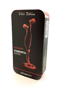 Дротові вакуумні навушники з мікрофоном Gorsun GS-C270 Червоні