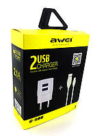 Сетевое ЗУ AWEI C-900 + cable micro USB Black (5V/2.1A/2USB)