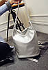 Велика, срібляста, блискуча повсякденна сумка-мішок, фото 6