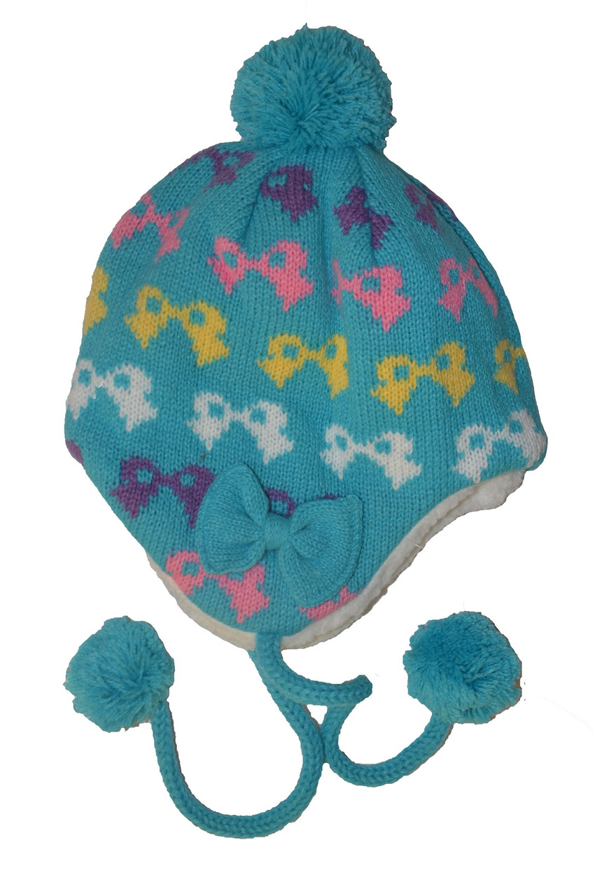 Шапочка зимова на зав'язках для дівчинки
