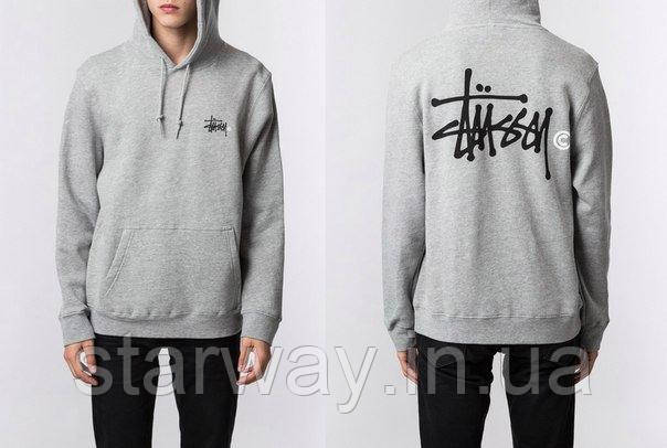 Худі stussy | стильна сіра толстовка