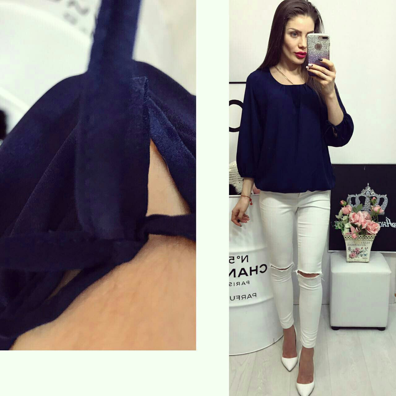 Блузка арт 776 темно синя