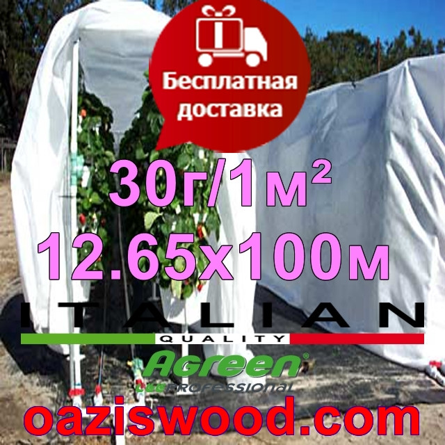 Агроволокно р-30g 12.65*100м AGREEN 4сезона біле Італійське якість