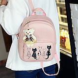 Рюкзак жіночий Коти 4 в 1 (рожевий), фото 3