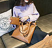 Жіночна, велика сумка на плече, коричнева, фото 5