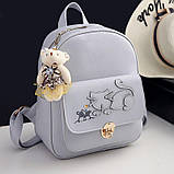Рюкзак жіночий Кіт з мишками 4 в 1 (сірий), фото 2