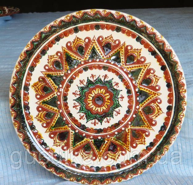 Тарілка діаметр 25 см "Косівська кераміка" ручний розпис, фото 1