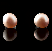 Перли рожеві, Ø5-6 мм, пузети (сережки-цвяшки), 306СРЖ